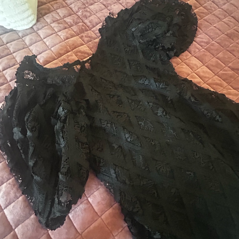 Zara Black Lace High Low Dress